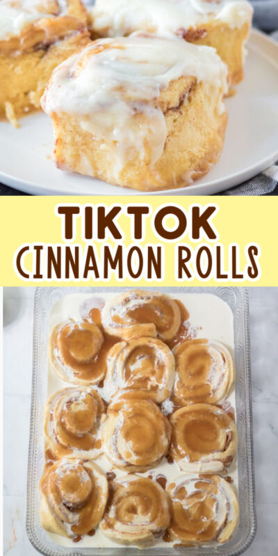 collage showing two tiktok cinnamon rolls