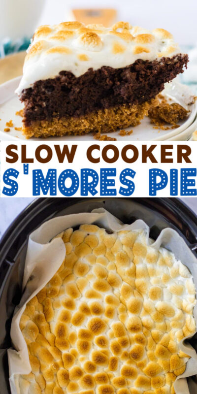 two images of s'mores brownie pie