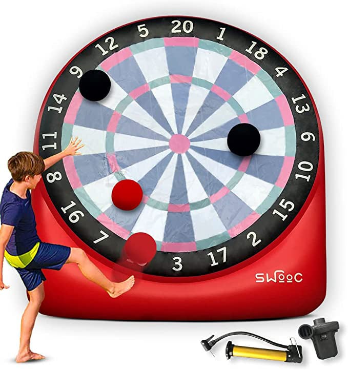 inflatable velcro dart board with kickable sticking dart balls