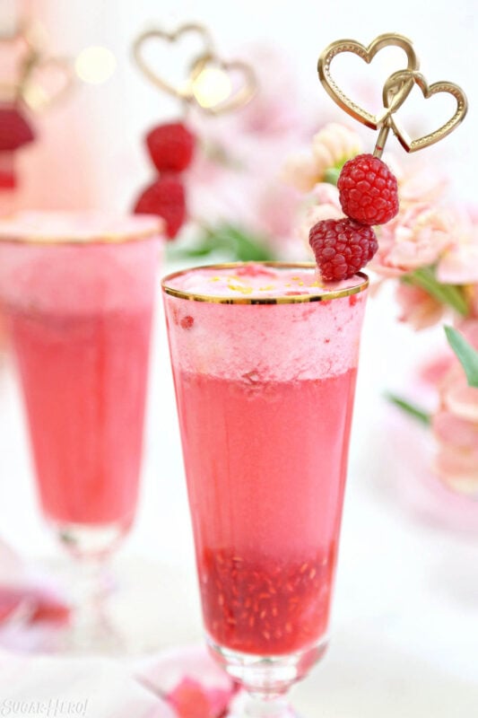 tall glass of pink fruity drink