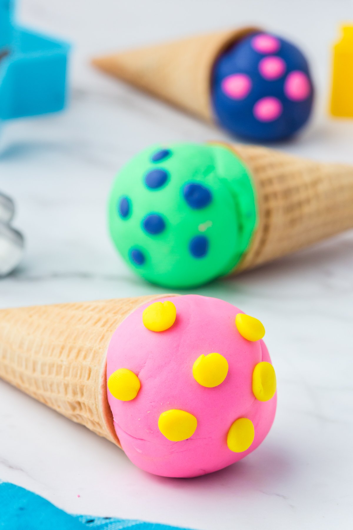 ice cream cones made with edible playdough