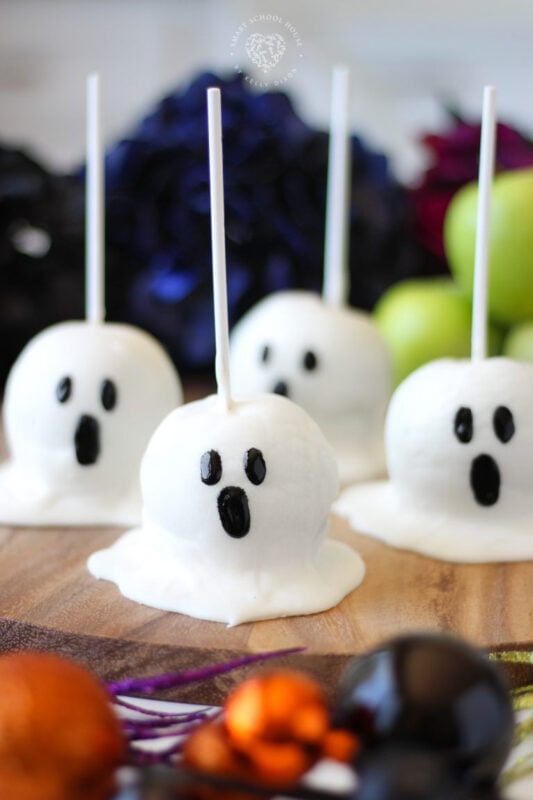 melted ghost caramel apples