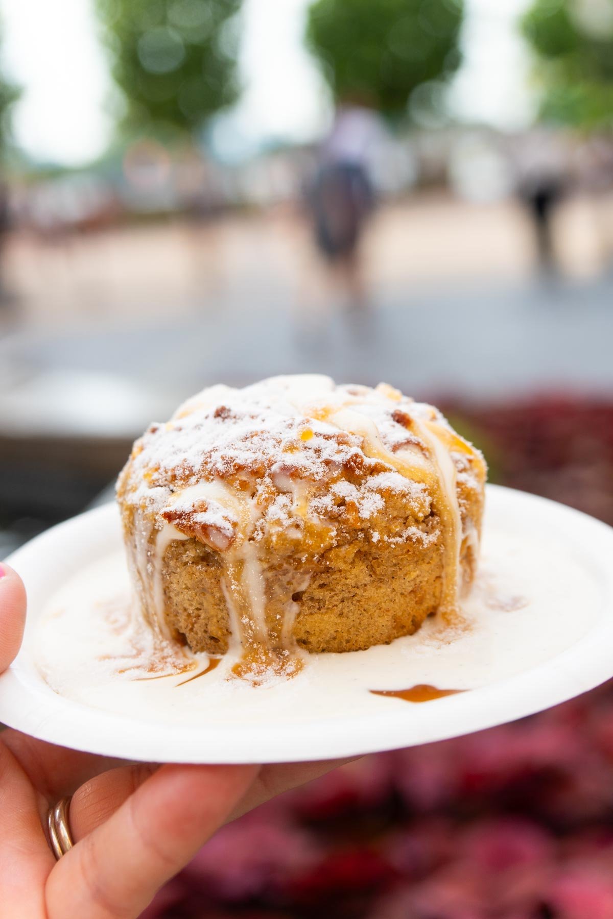 pretzel bread pudding on a plate in germany