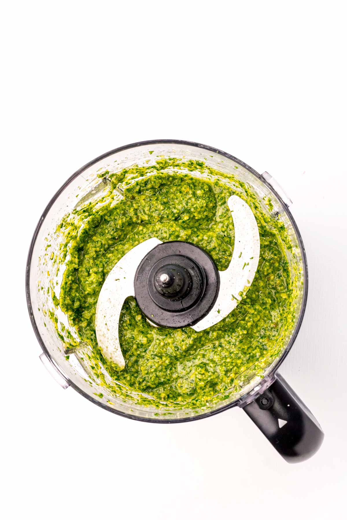 creamy pesto pasta sauce in a food processor