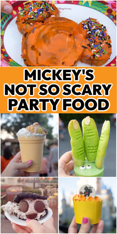 collage of images of Mickey's Not So Scary food