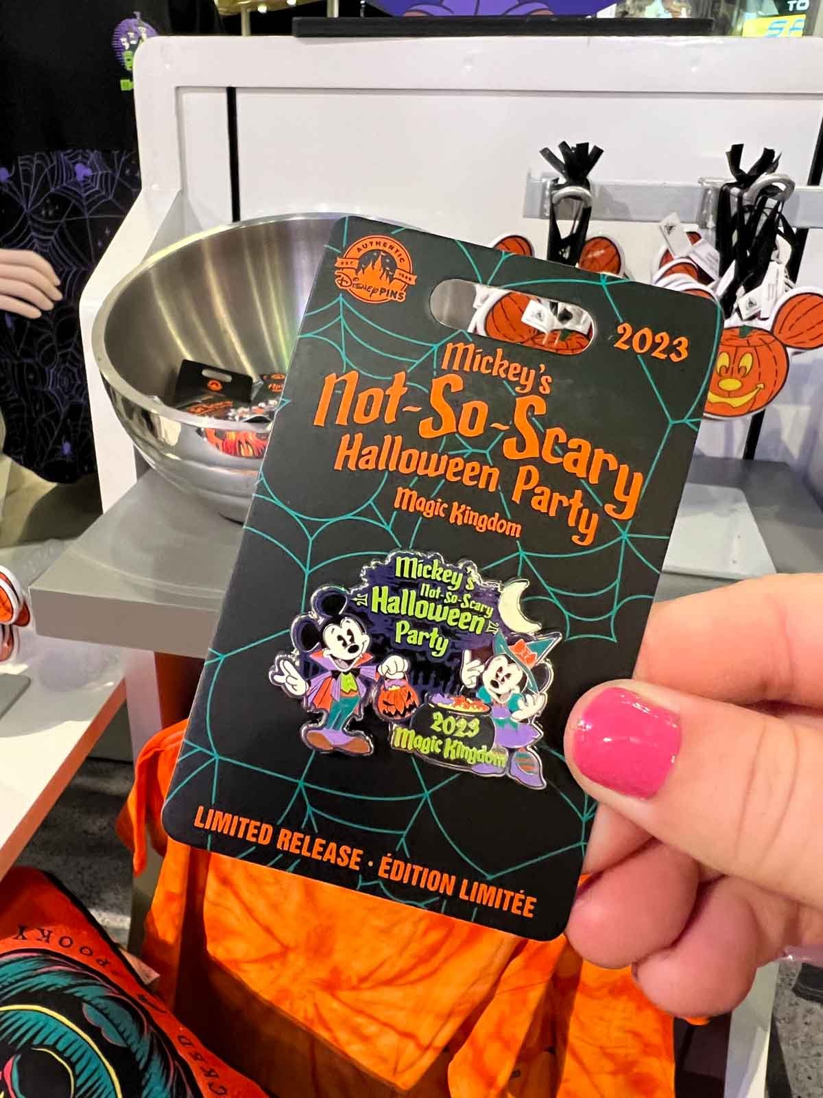 exclusive pin at Mickey's Not So Scary Halloween Party in 2023