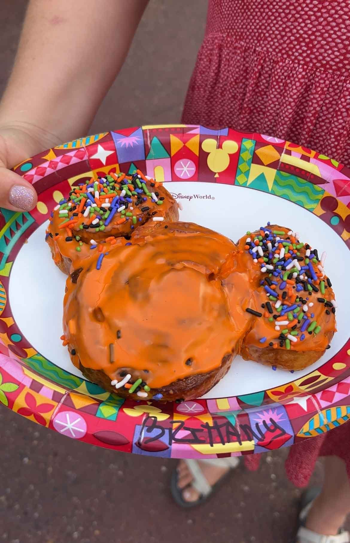 Halloween cinnamon roll on a plate