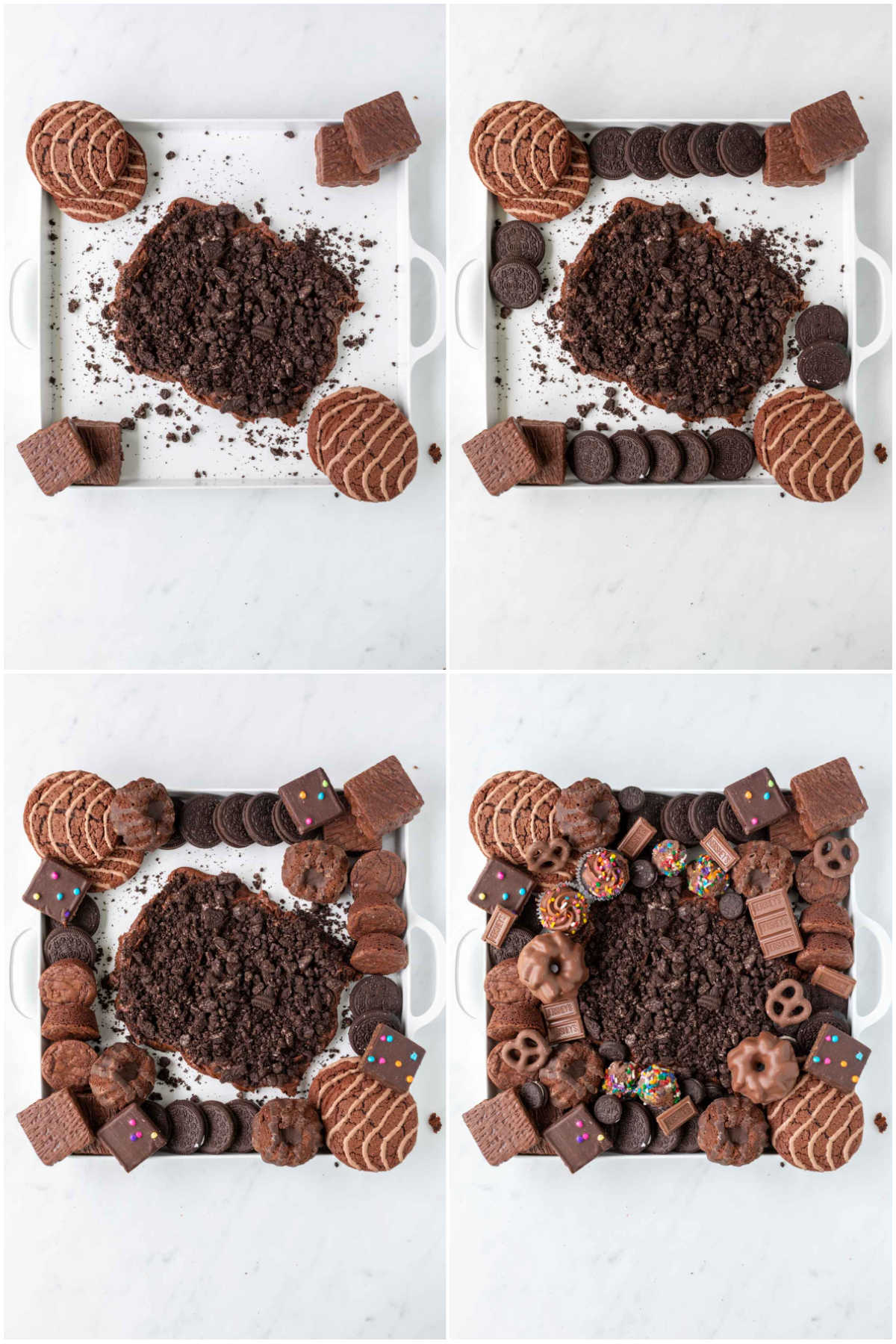 collage of images showing process of creating a Halloween frosting board
