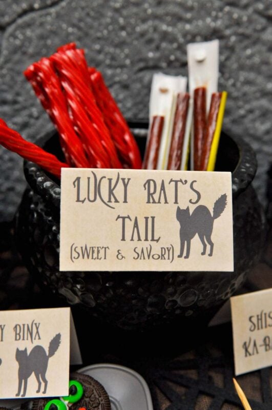 printable snack sign on bowl with various snacks