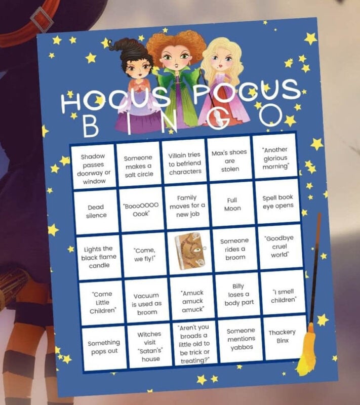 printable movie bingo card