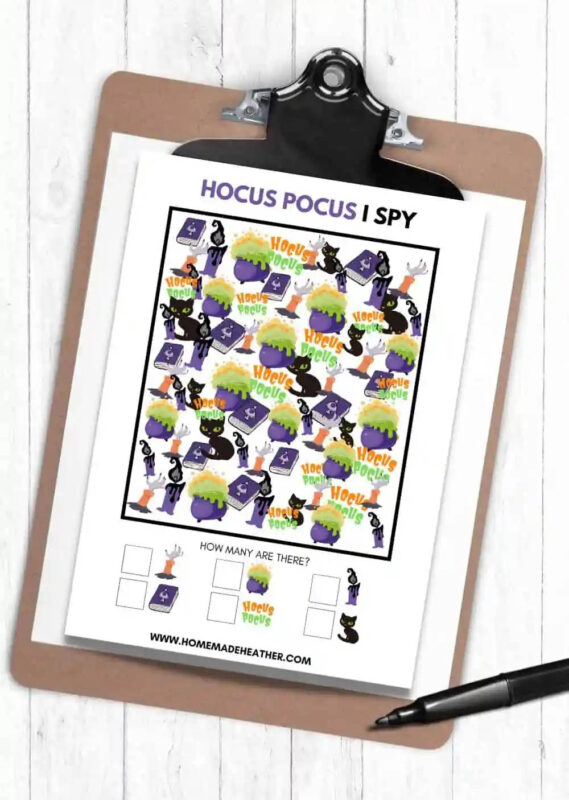 clipboard with hocus pocus ispy printable