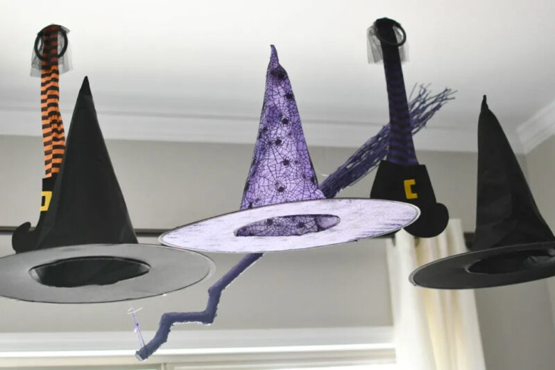 hanging witch hats from ceiling