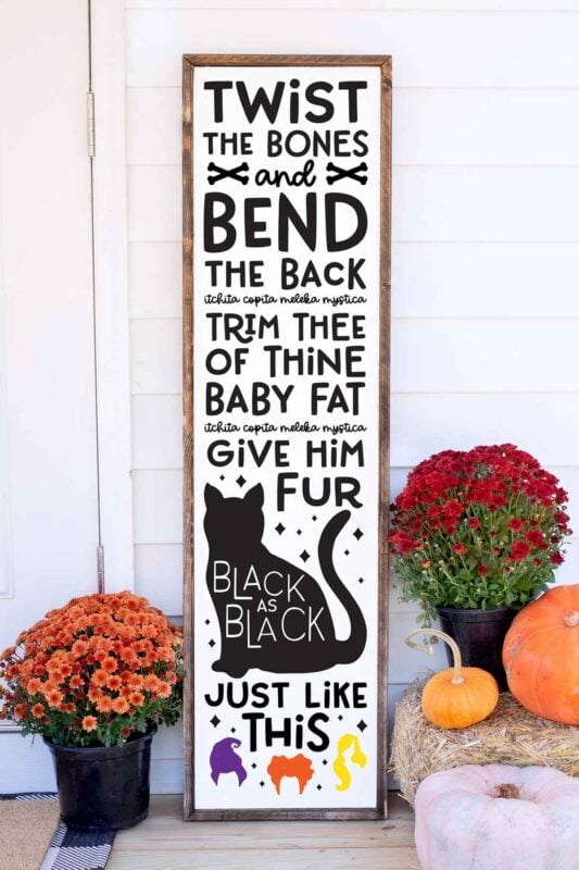 large wooden board with hocus pocus quote