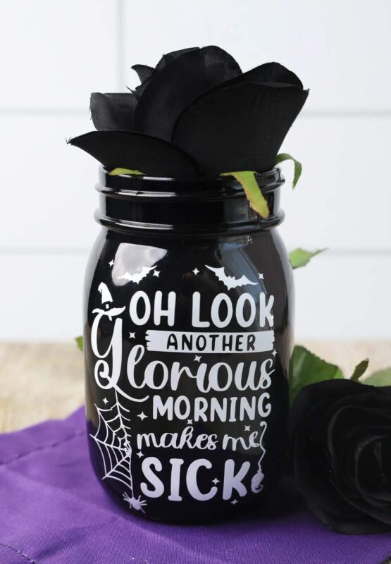 glass mug with vinyl quote