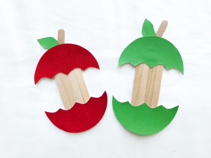 apple craft made out of popsicle sticks and paper