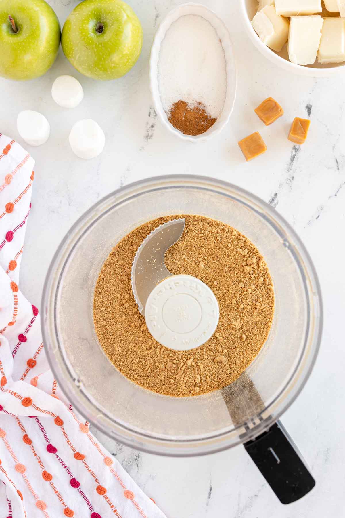 graham cracker crumbs in a food processor