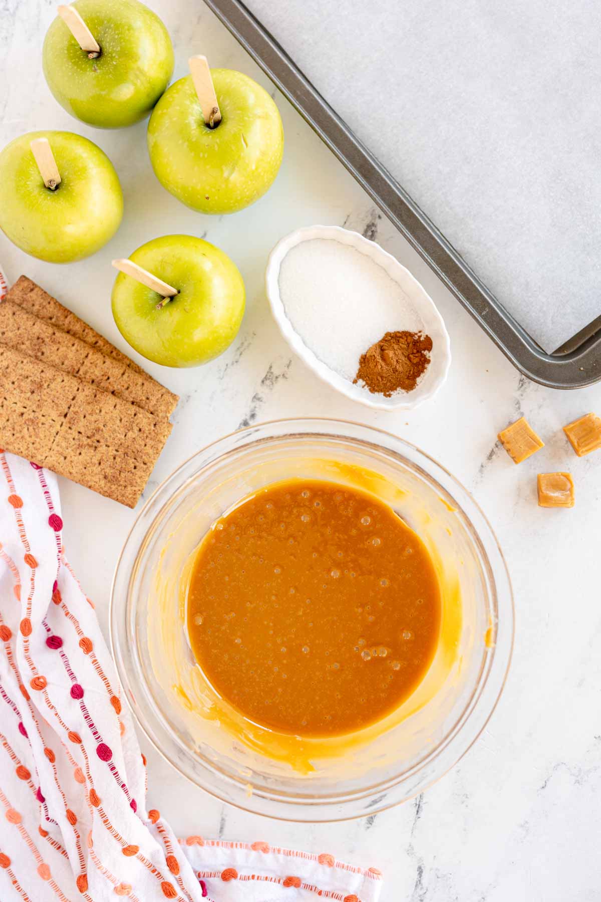 melted caramel in a glass bowl