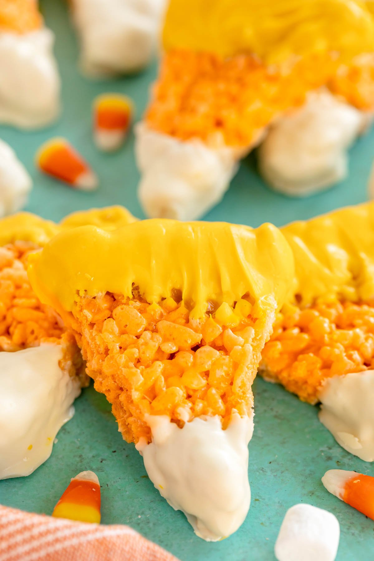 candy corn rice krispy treat