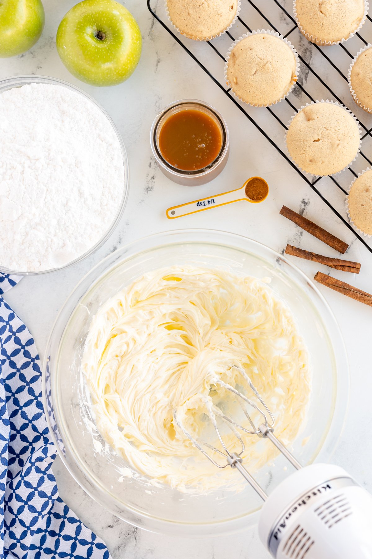 glass bowl with creamed butter