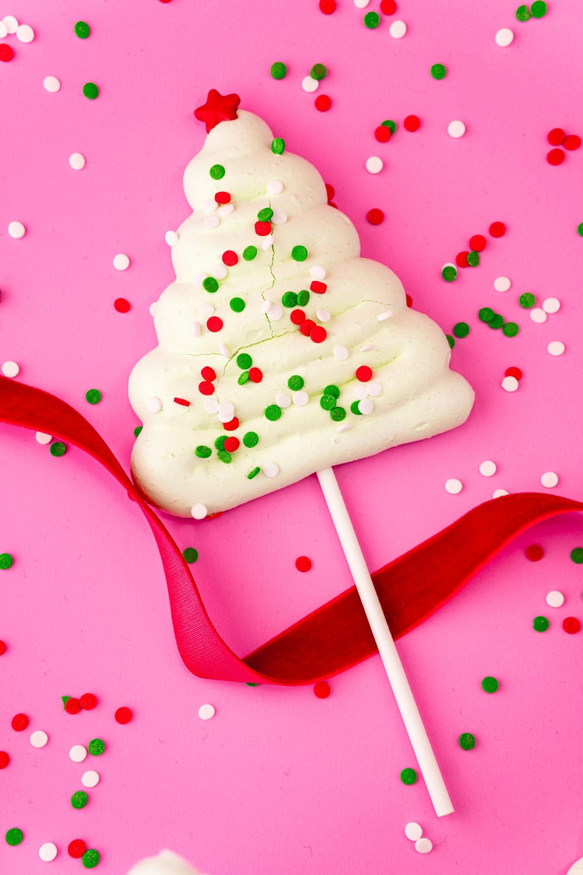 Christmas meringue tree on a pink background