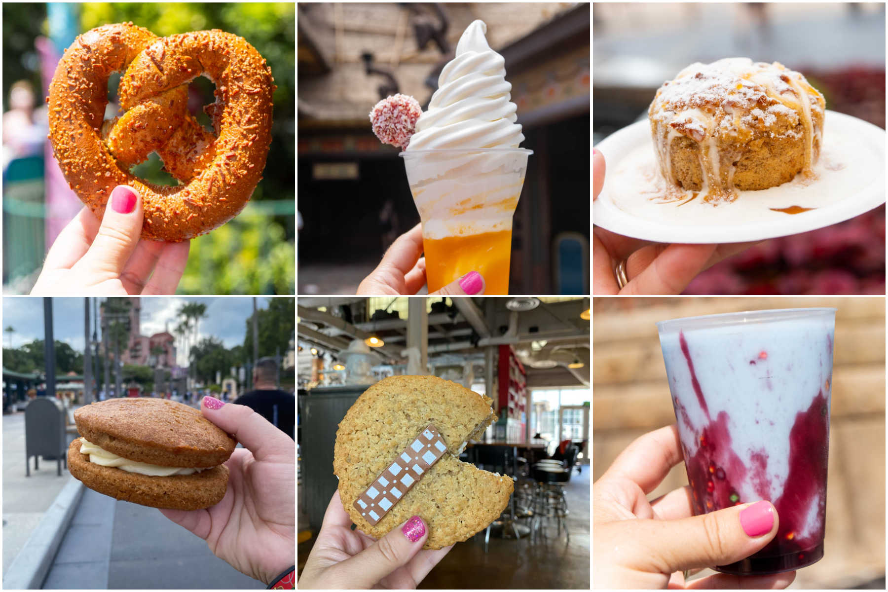 six image collage showing the best Disney snacks