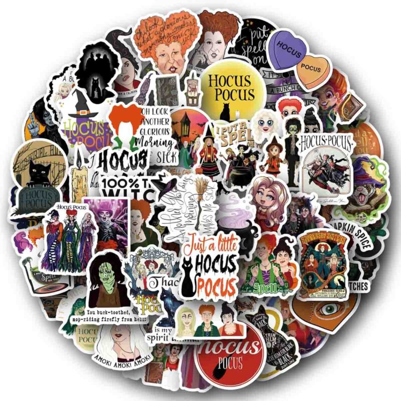 a variety of Hocus Pocus stickers