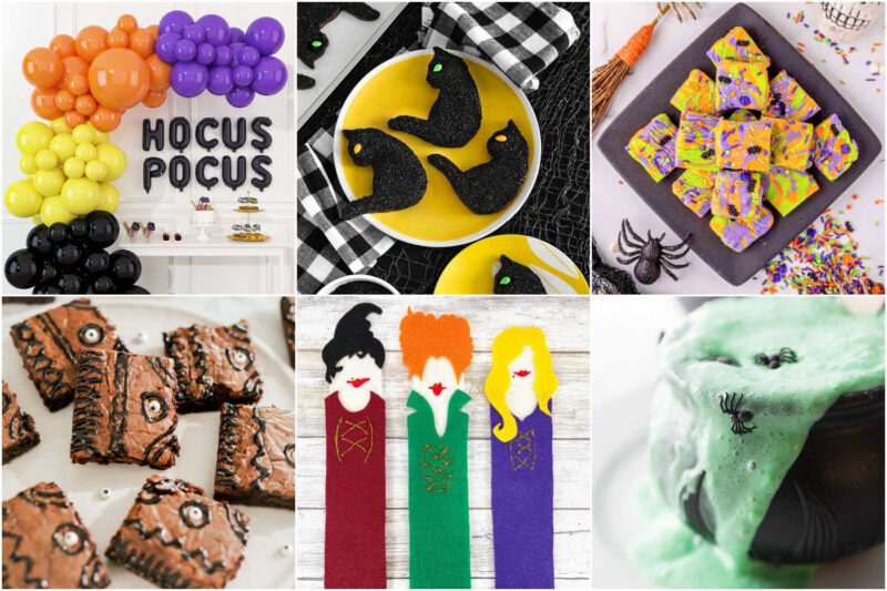 collage of images for a hocus pocus party