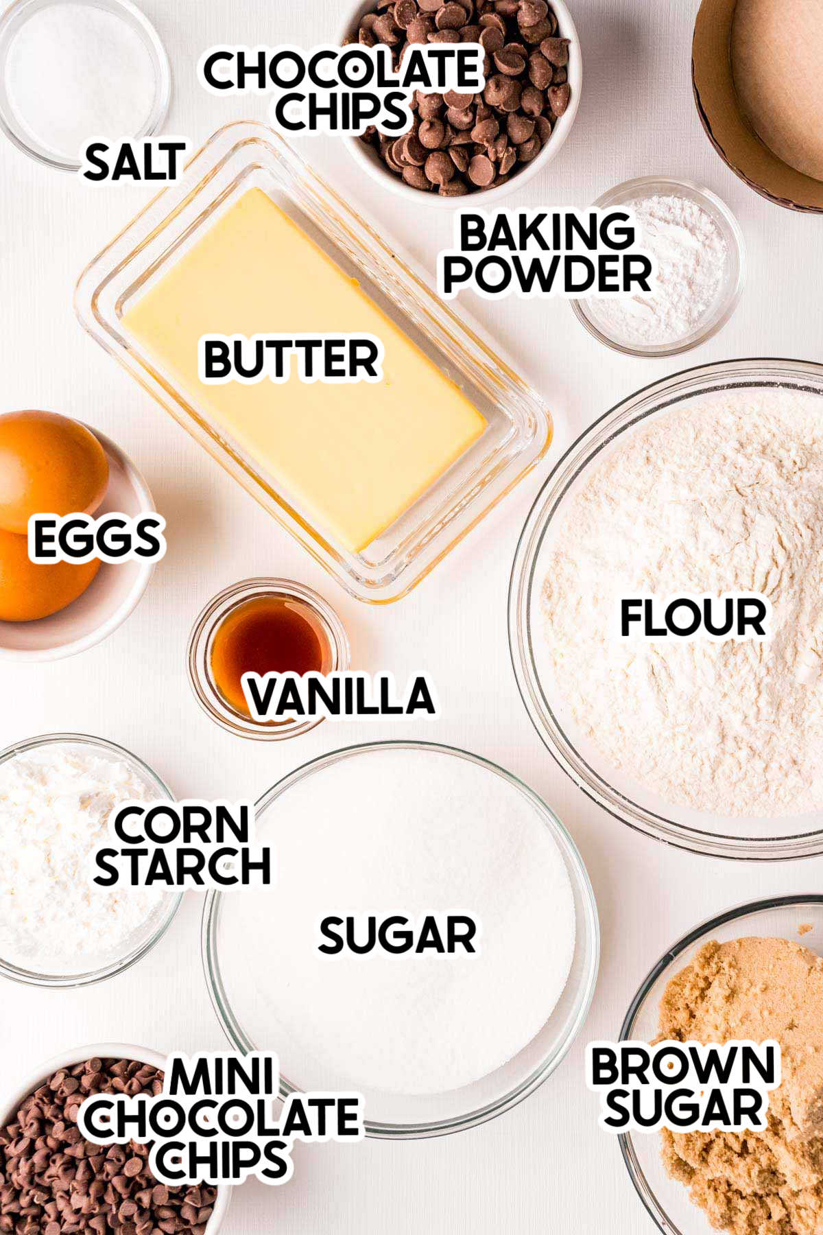 ingredients in num num cookies with labels