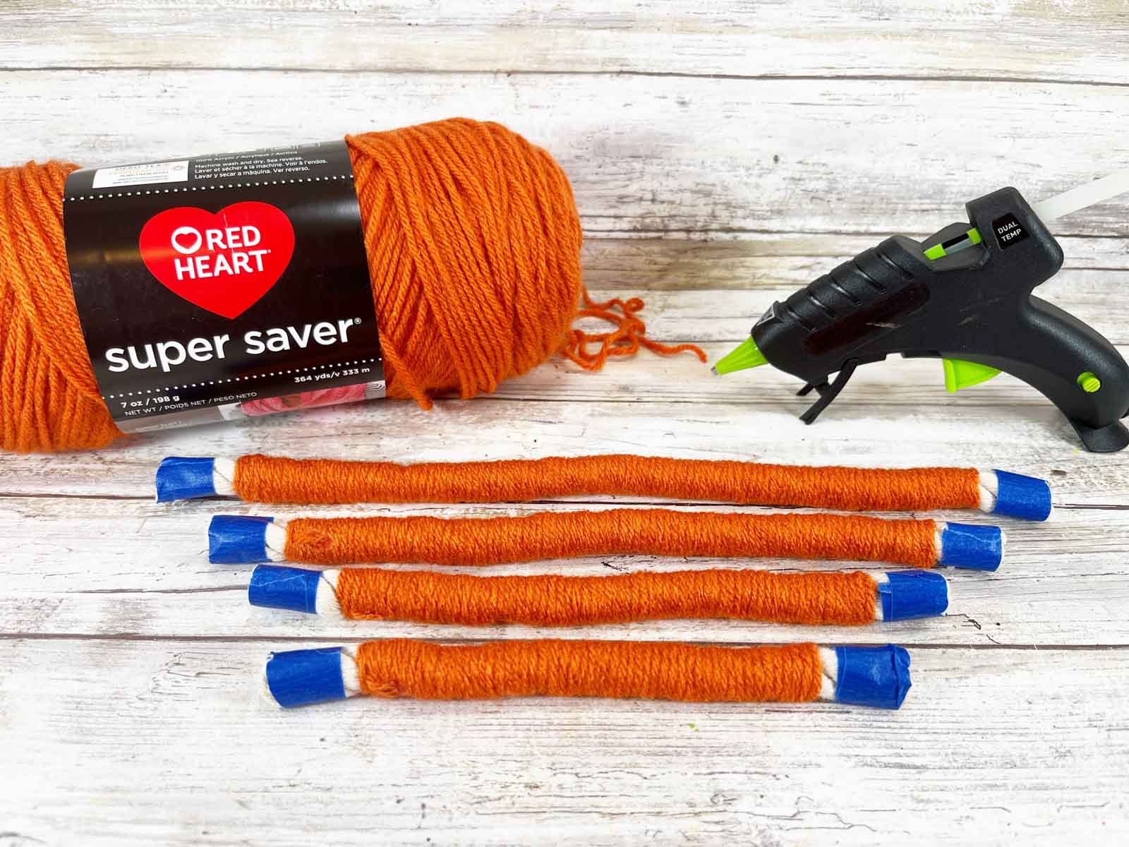 rope wrapped in orange yarn