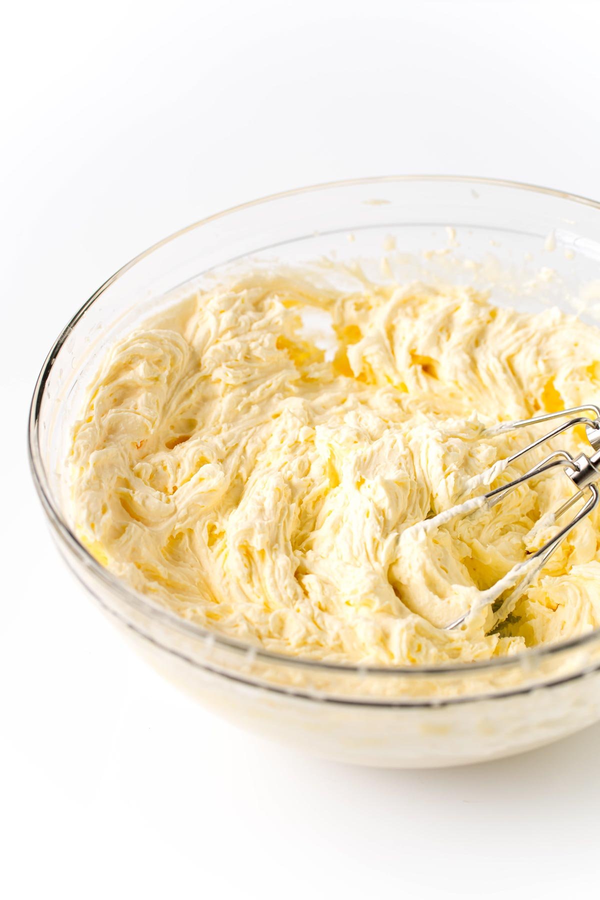 whipped cream topping in a glass bowl