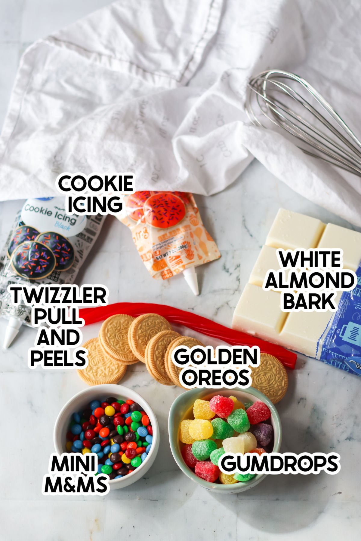 ingredients to make melted snowman bark