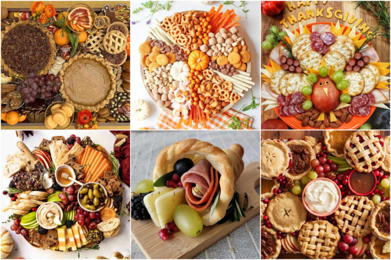 collage of thanksgiving charcuterie boards