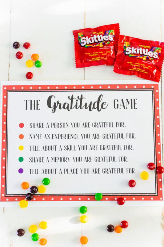 printable gratitude game with skittles