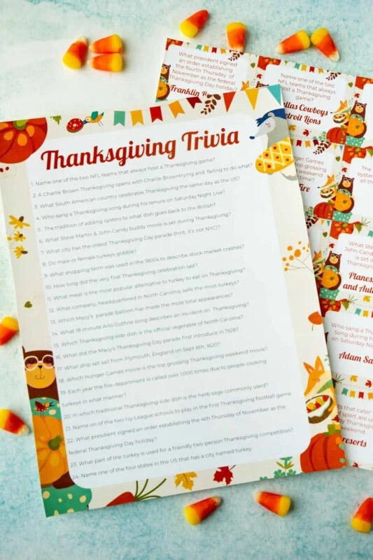 thanksgiving trivia page