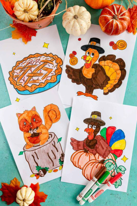 various thanksgiving coloring pages