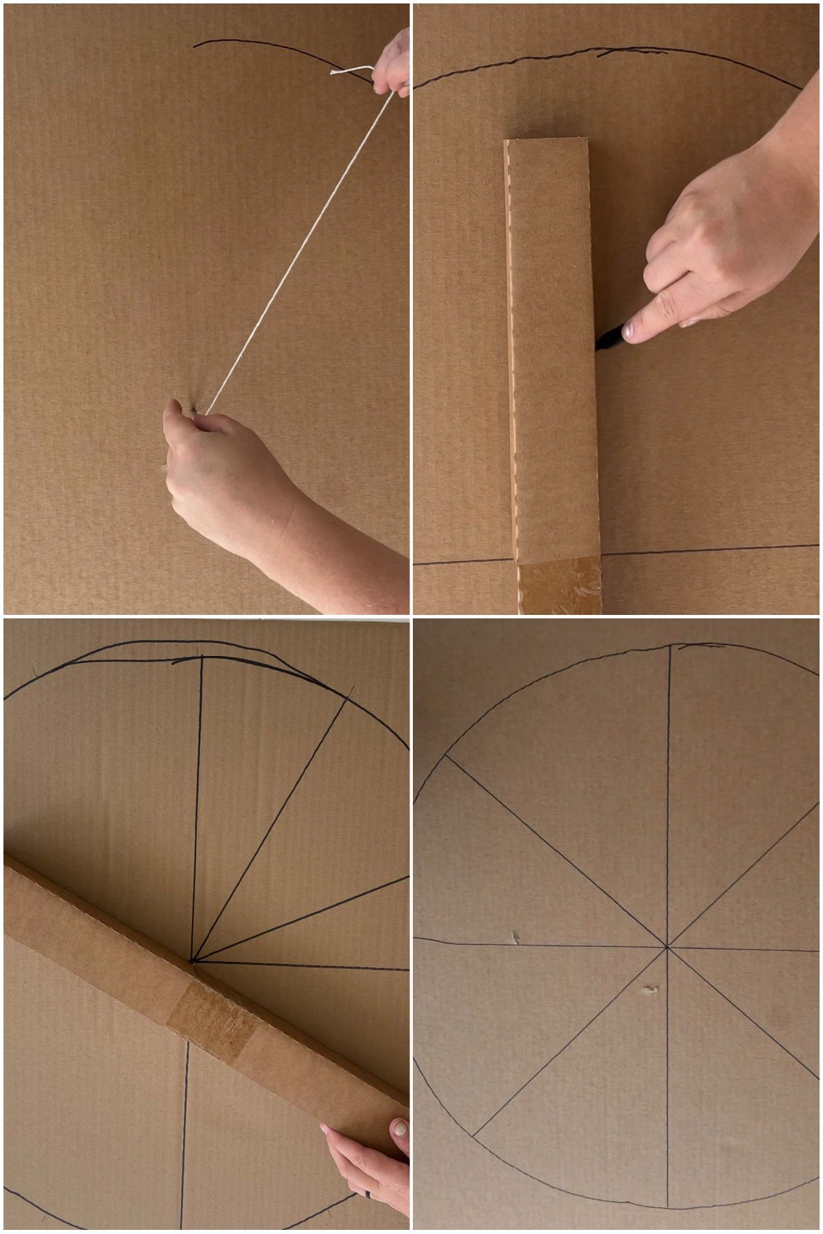 collage of images showing step by step process to create a DIY spinner