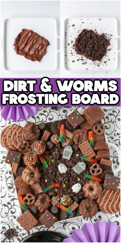 collage of images showing a Halloween frosting board