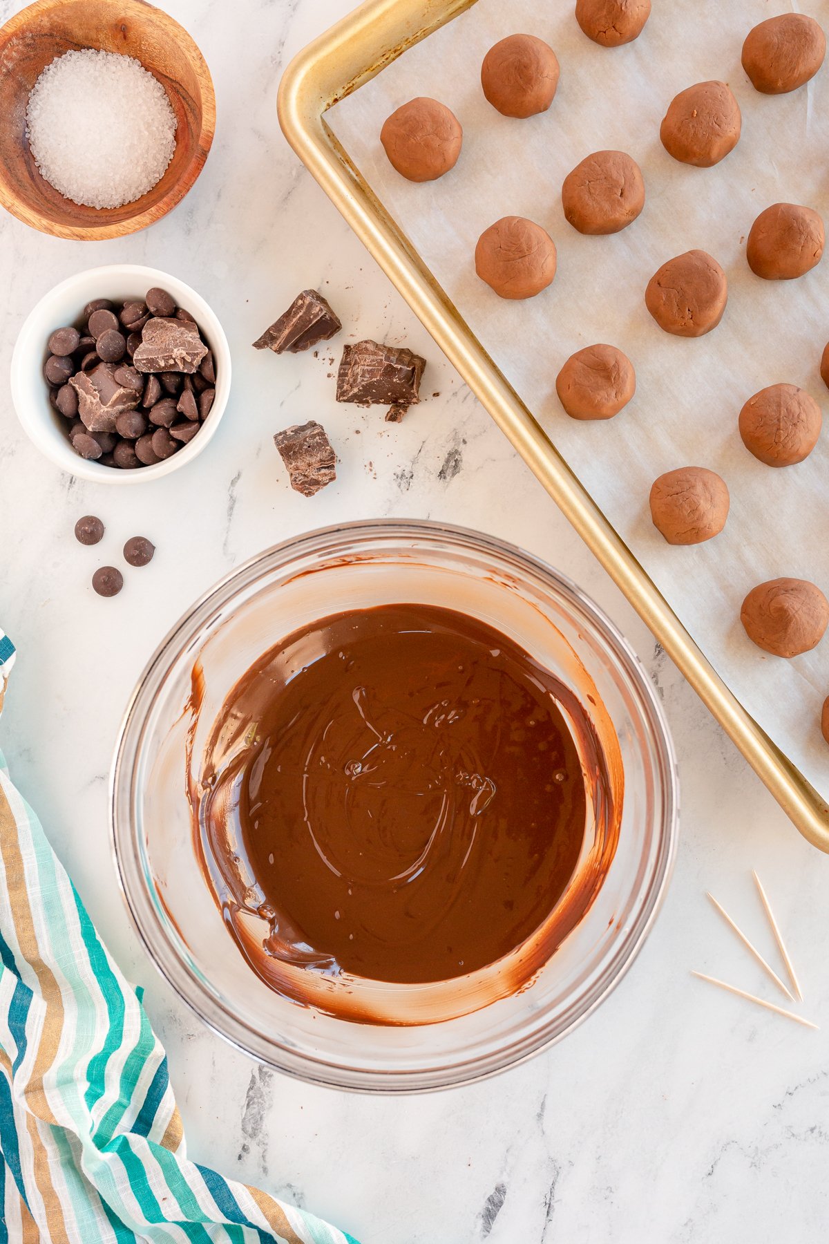 melted chocolate in a glass bowl