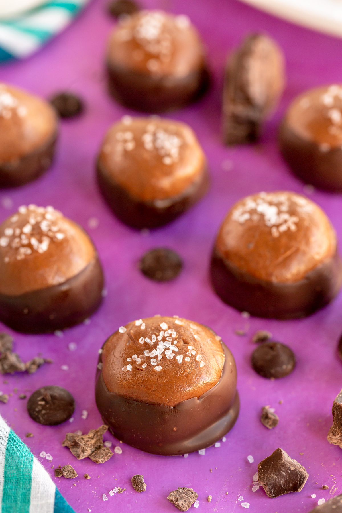 chilled buckeyes on a purple background