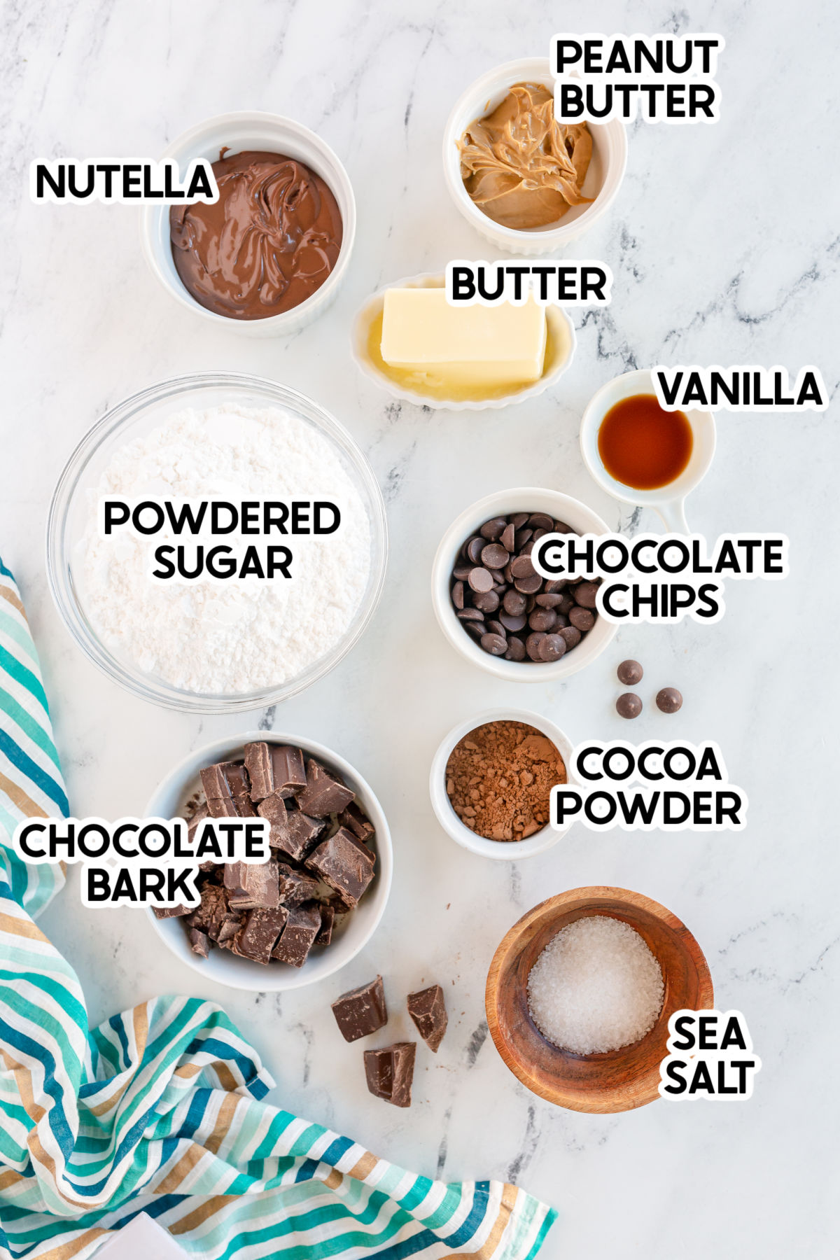 ingredients to make nutella buckeyes with labels