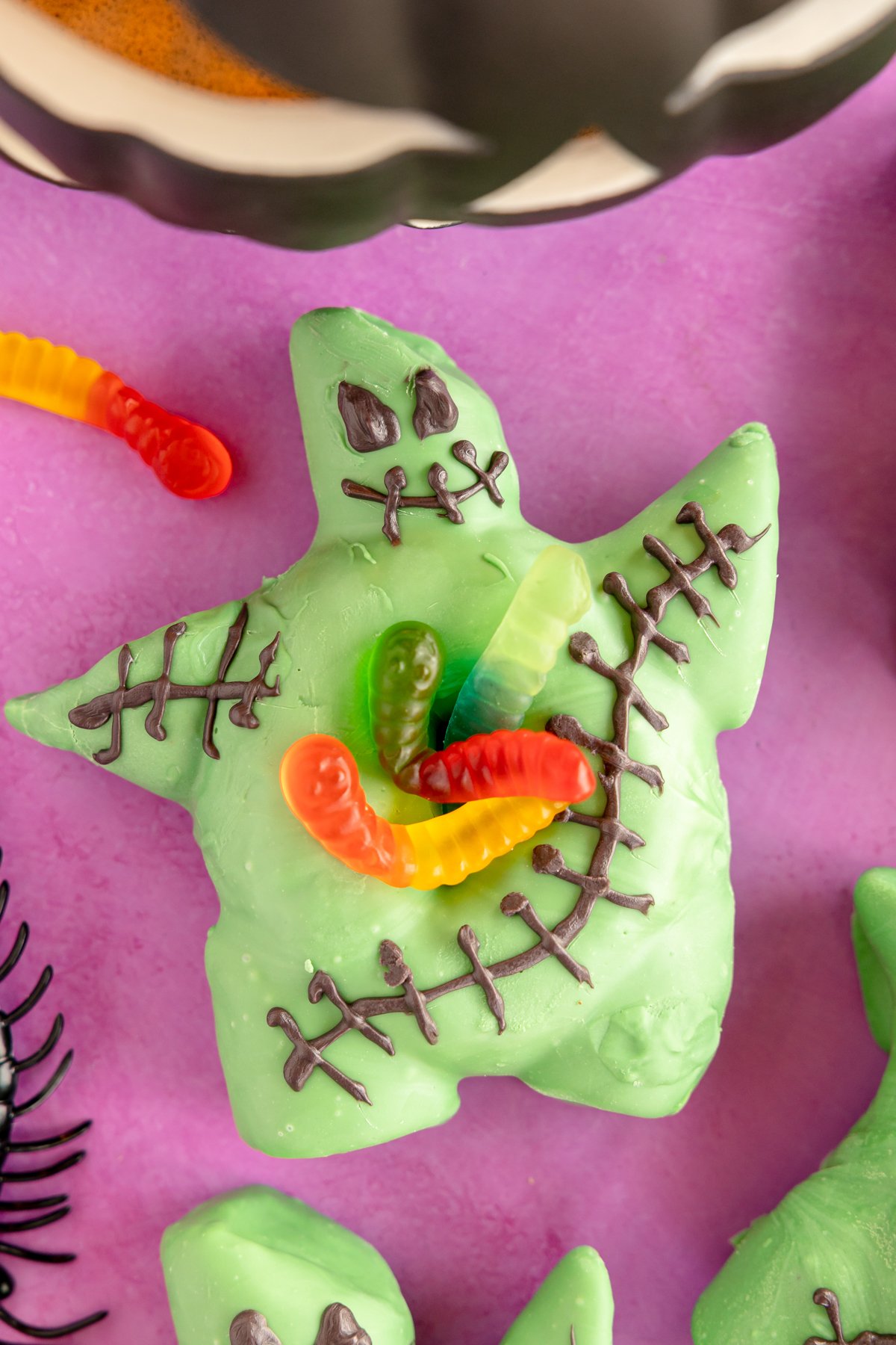 Oogie Boogie donut on a purple background