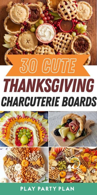 collage of image of thanksgiving themed charcuterie boards