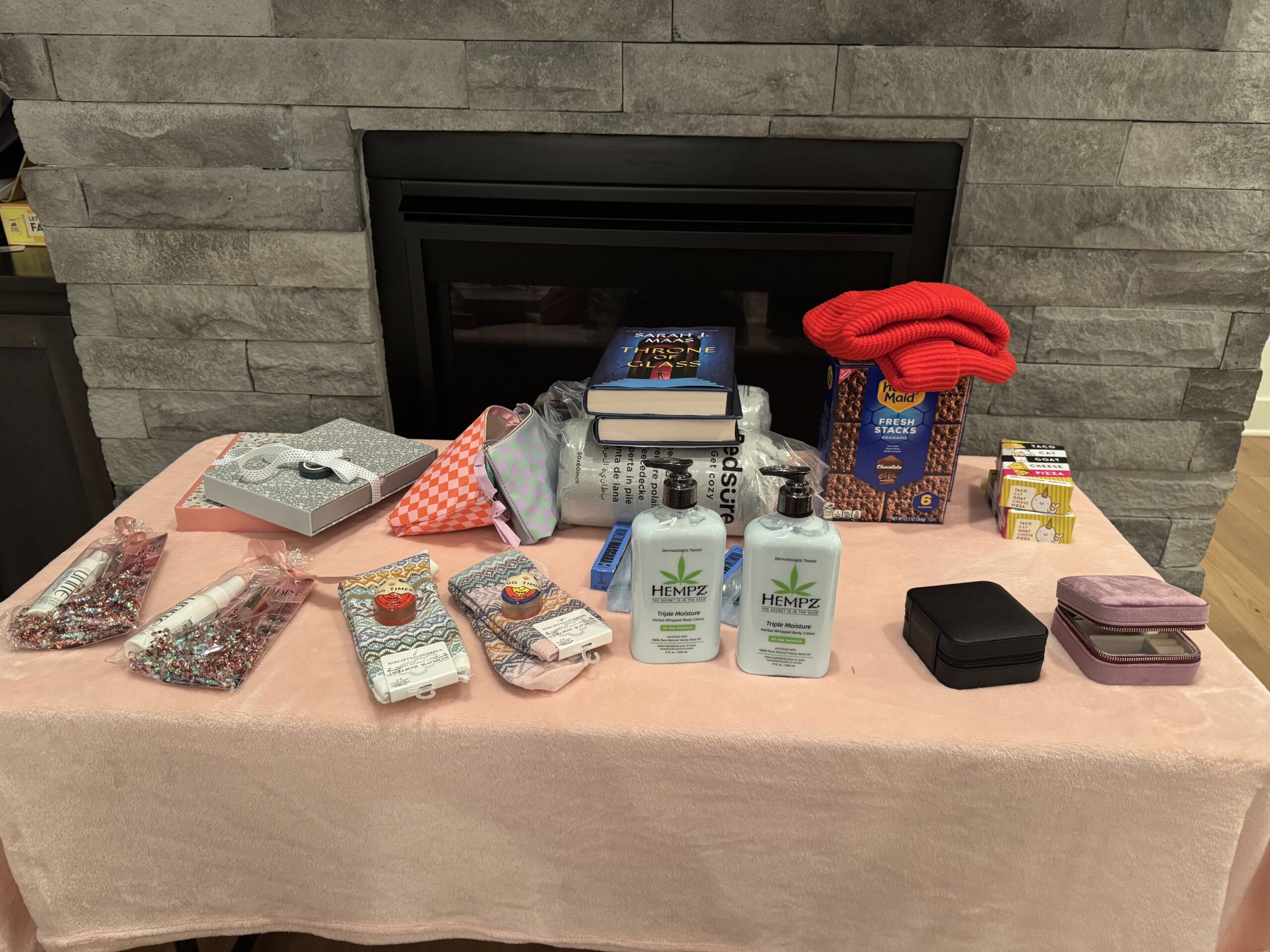 table with a bunch of favorite things gifts