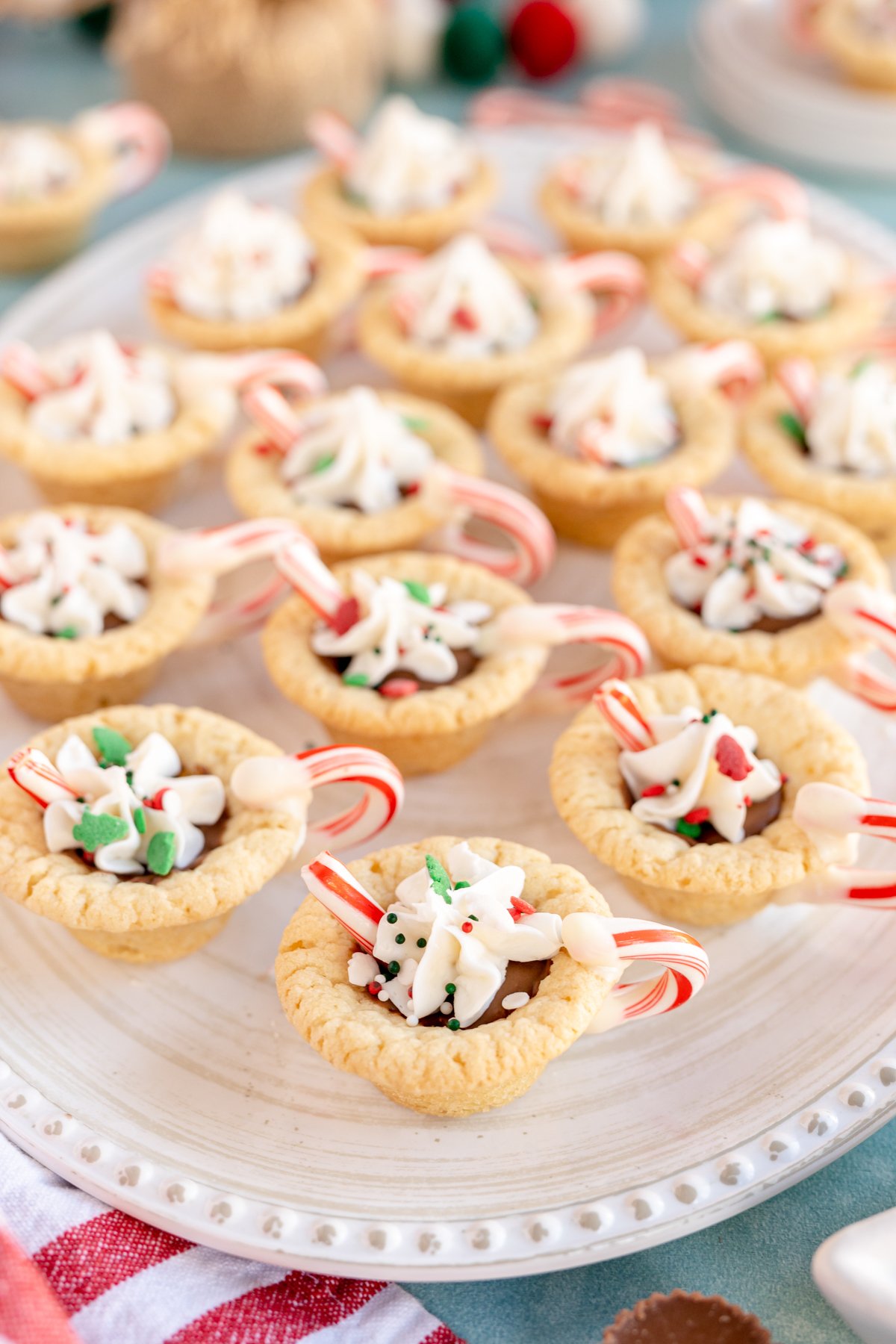 plate full of hot chocolate cookie cups