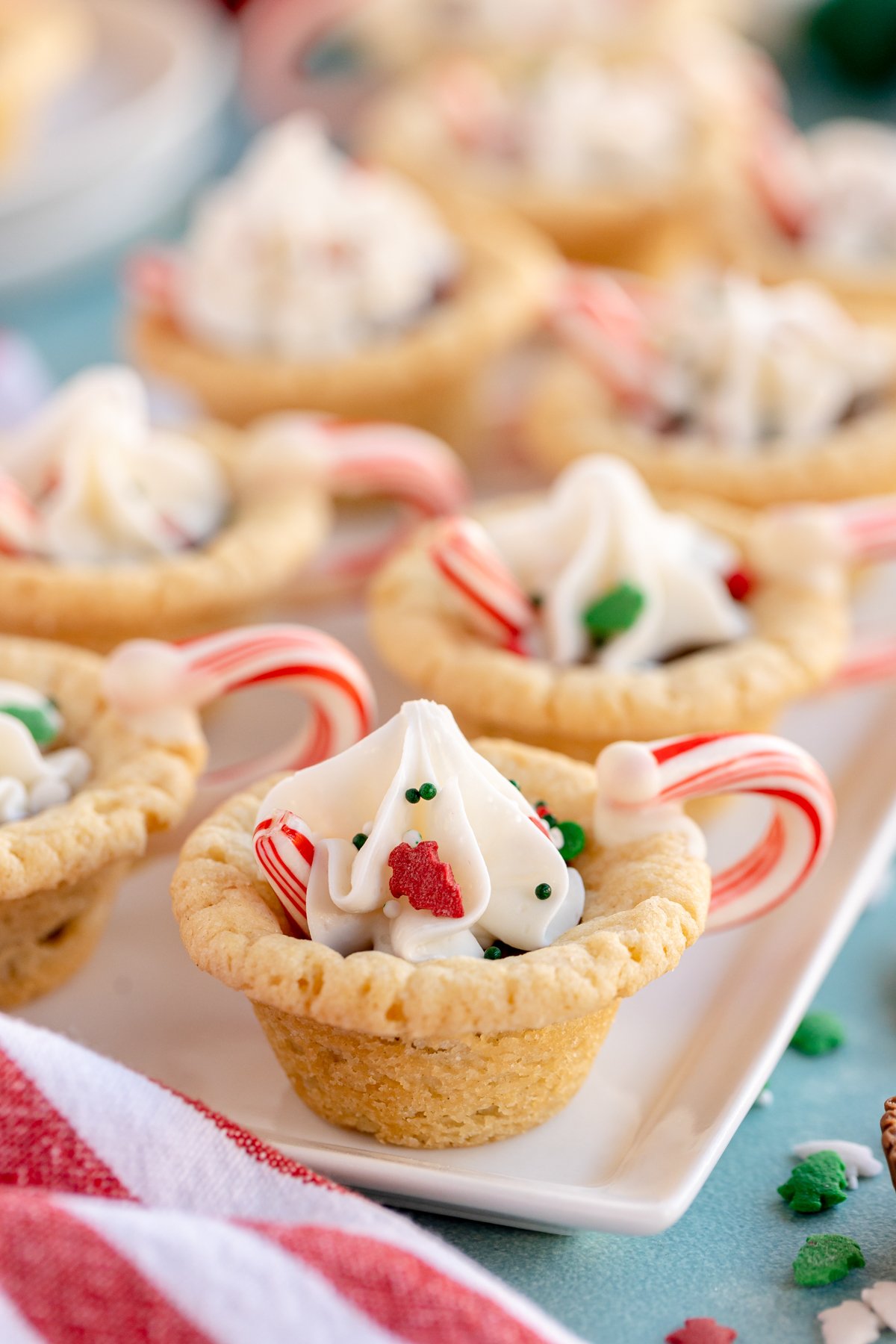 plate full of hot chocolate cookie cups