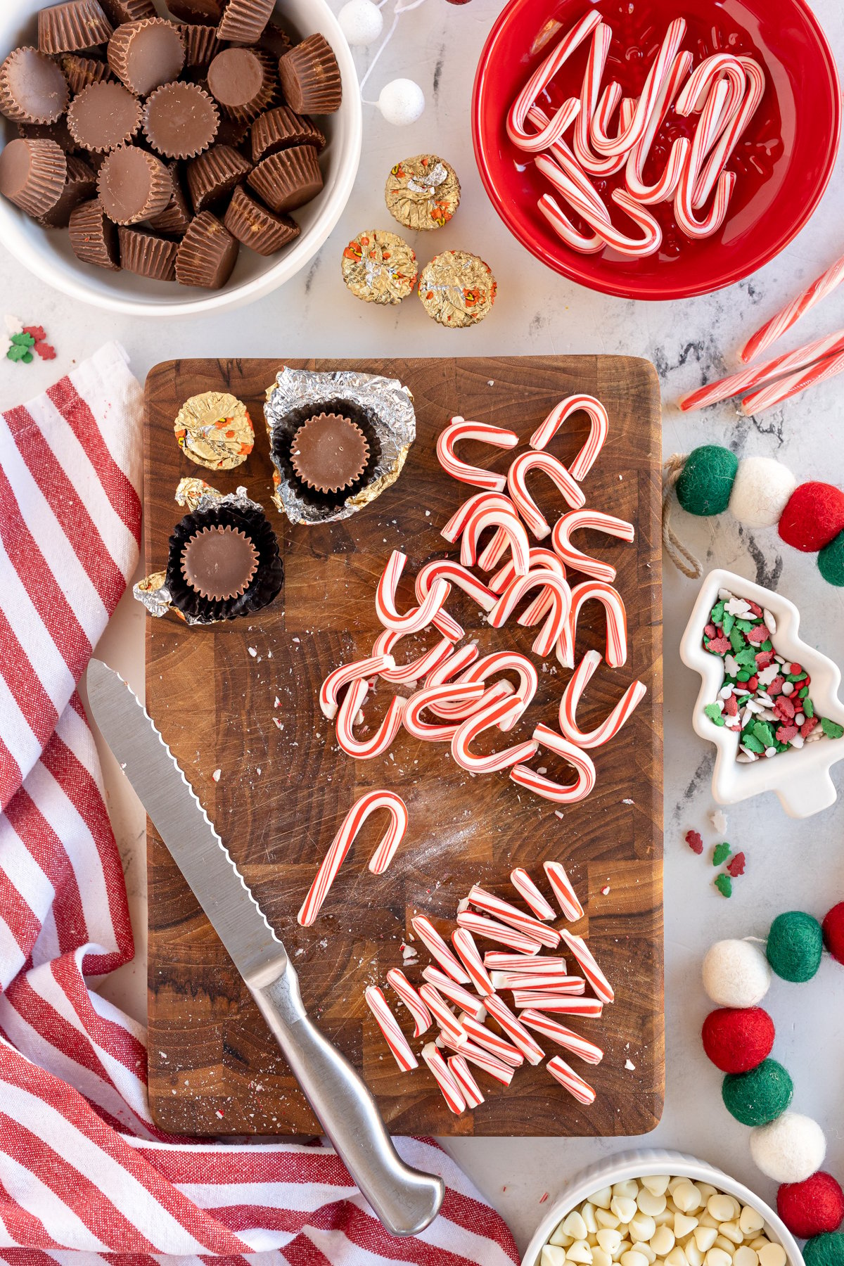 knife cutting mini candy canes