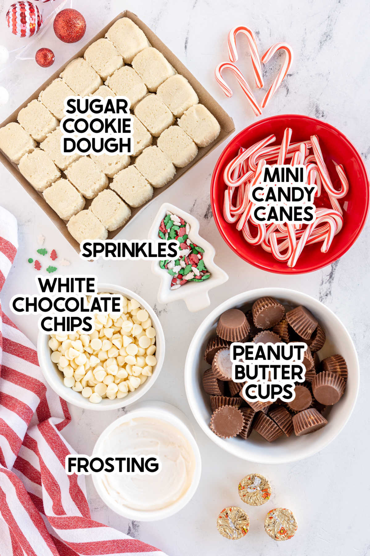 ingredients made in hot chocolate cookie cups with labels