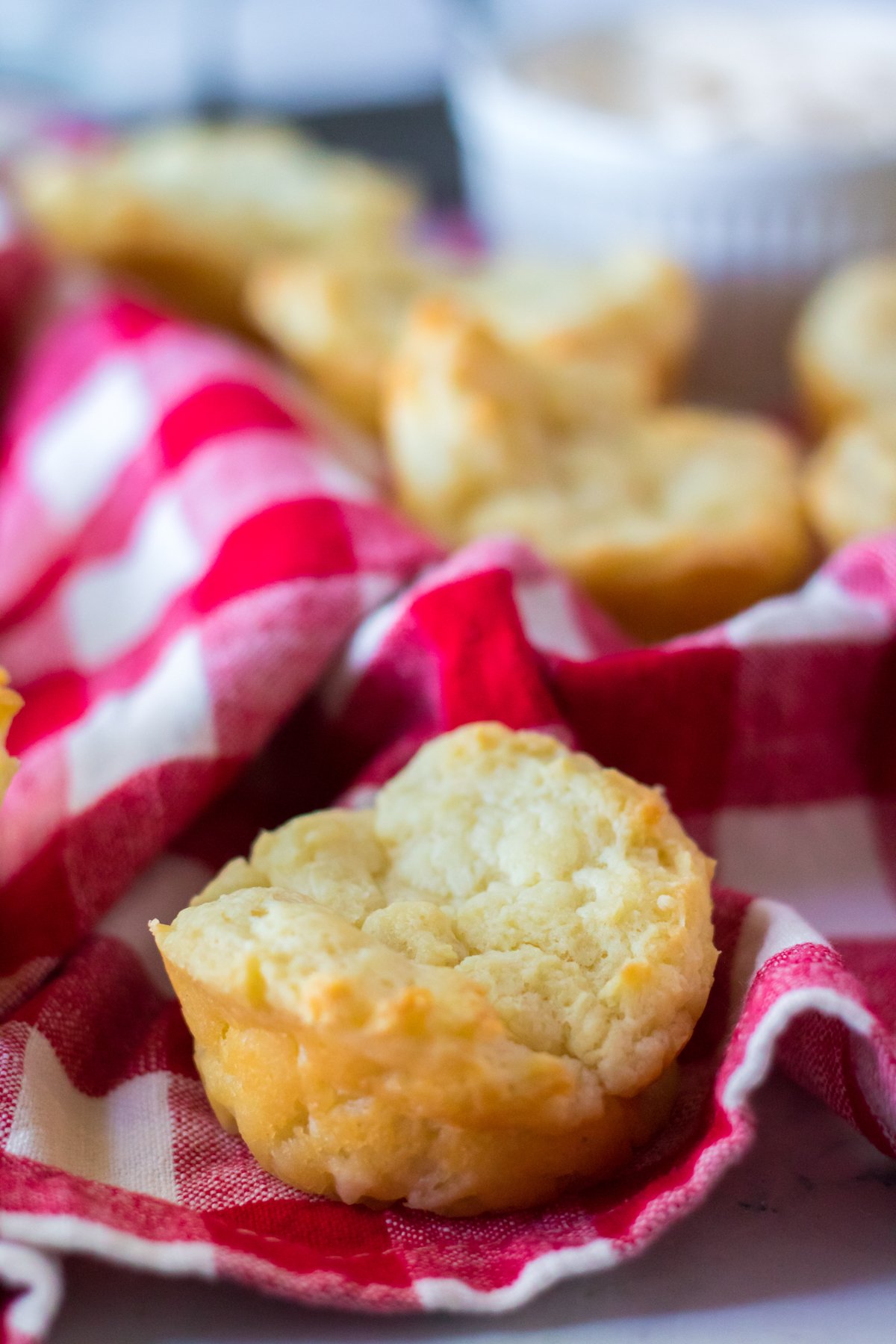 sour cream biscuit on a red napkin