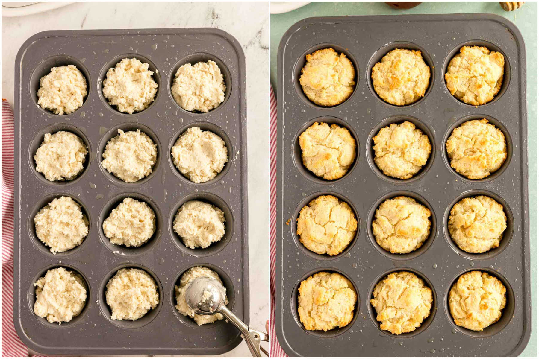 grietinės biskvitinės tešlos bandelių formoje