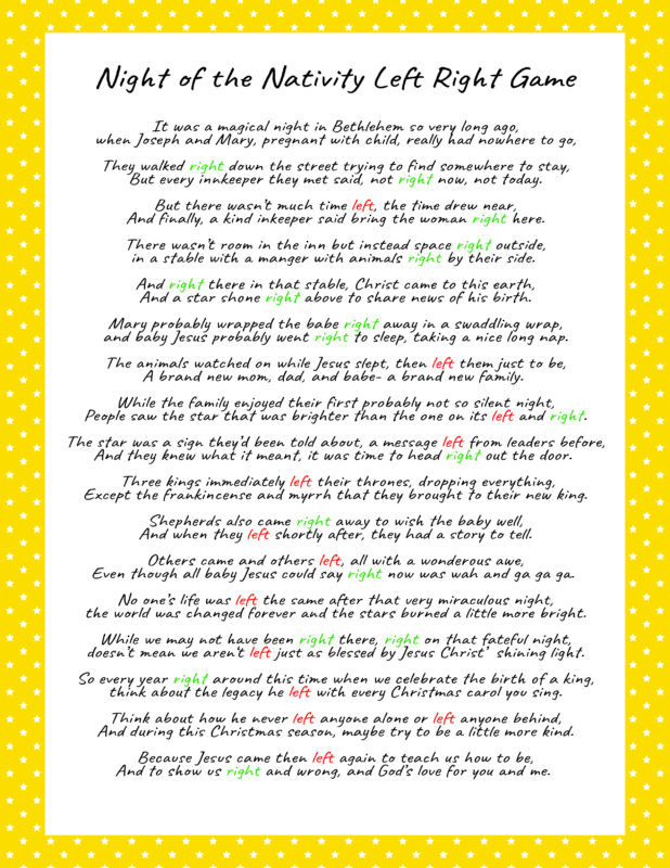 Fun Left Right Christmas Game (4 Printable Stories) - Play Party Plan